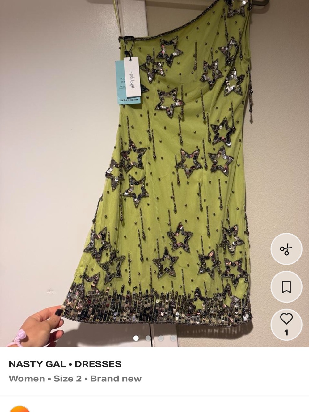 Nasty Gal Neon Lime Sequin Star Mini Skirt